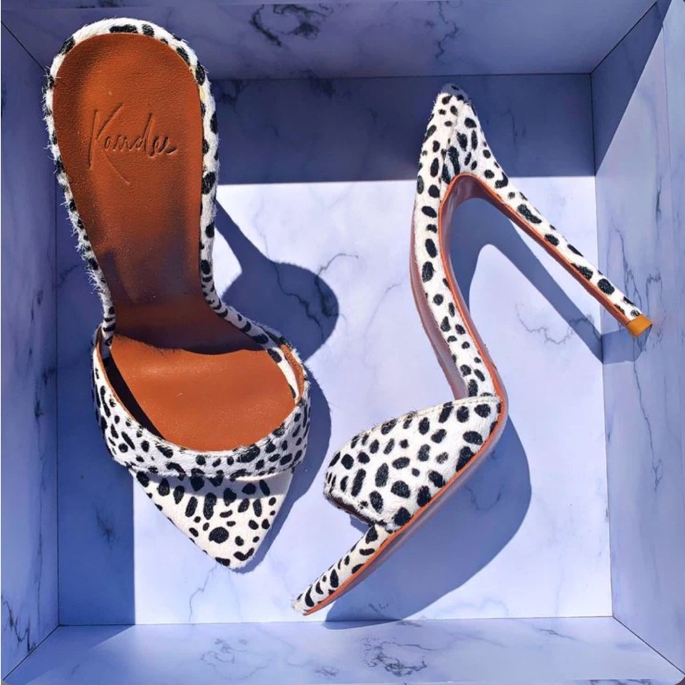 Dalmatian calf fur mules